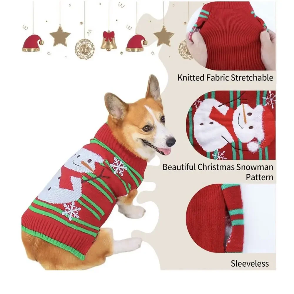 Dog Sweater Christmas Winter Warm Clothes Xmas Outfit Puppy Coat Striped Knitted
